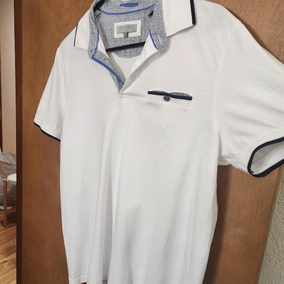 Ted Baker London Short Sleeve Polo in White, Size 4 - Picture 4 of 8